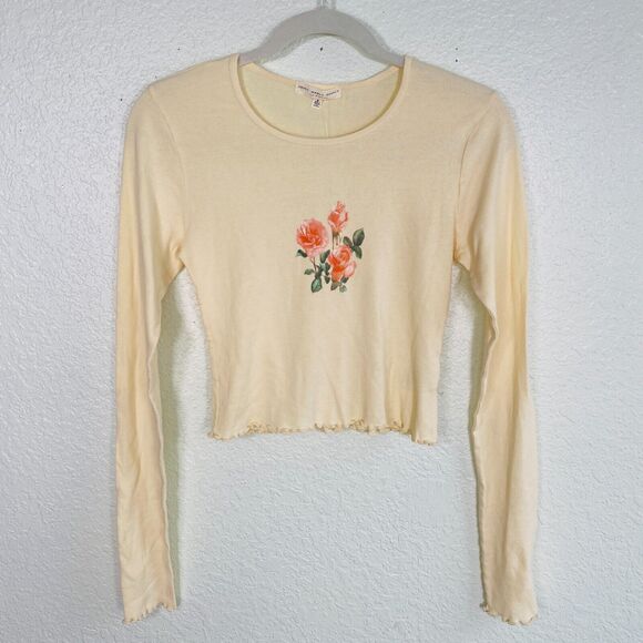 Urban Outfitters Crop Top Womens Small Flower Floral Scallop Truly Madly Deeply - Picture 1 of 10
